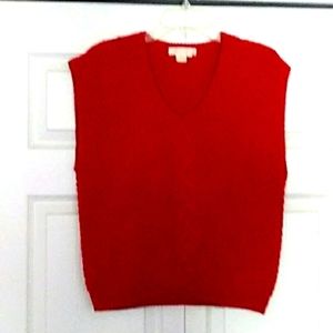 Vintage Brooks Bothers Mens Red V-Neck Sweater Vest 100% Wool SZ L